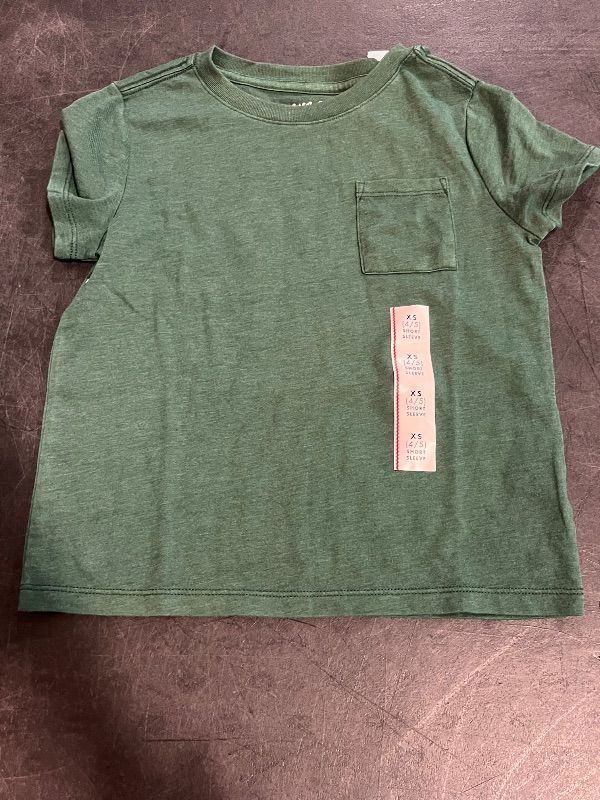 View 2 of (XS) Boys' Short Sleeve Washed Pocket T-Shirt - Cat & Jack™ Dark Green XS