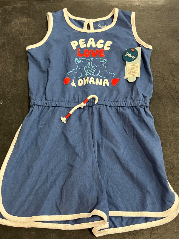 View 2 of (M) Girls' Stitch 'Peace Love Ohana' Romper - the Disney Collection by Cat & Jack™ White/Navy Blue M