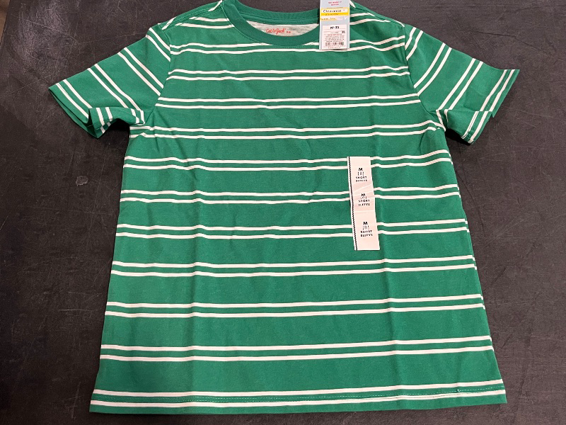 View 2 of (M) Boys' Short Sleeve Striped T-Shirt - Cat & Jack™ Green M: Pullover, Jersey Fabric