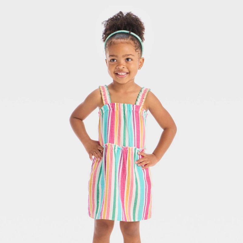 View 1 of 4T Toddler Girls' Multi Striped Tank Gauze Dress - Cat & Jack™ 4T