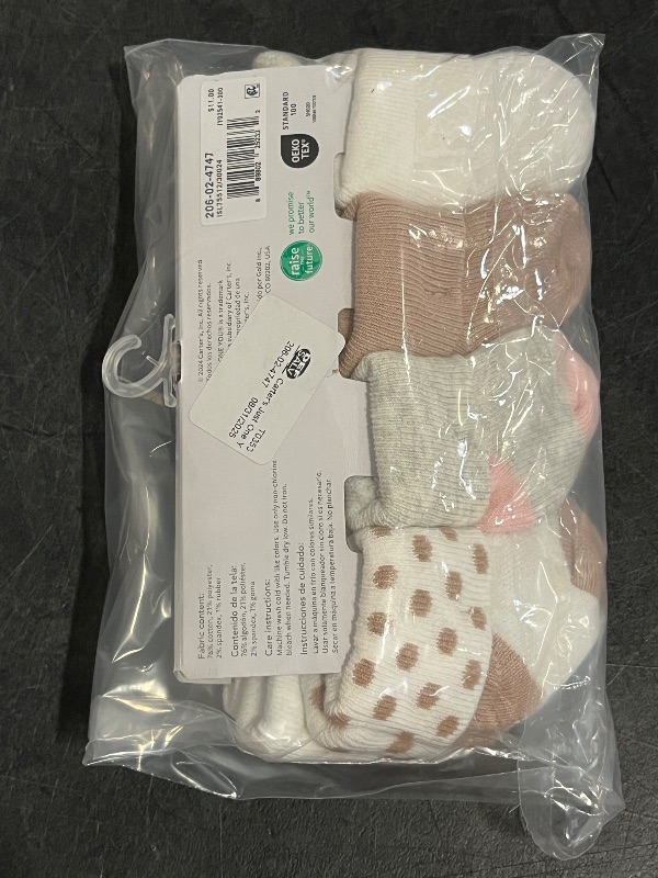 View 3 of 0-3M Carter's Just One You® 8pk Baby Girls' Alt Terry Socks: Infant Crew Knit, Solid & Stripe Patterns, 0-3 Months
