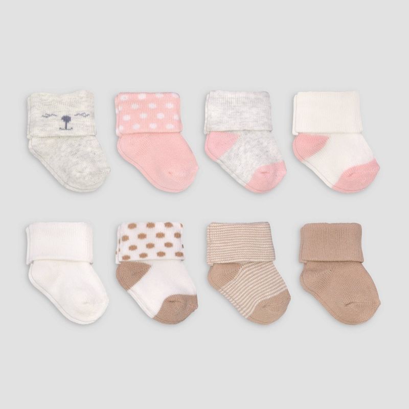 View 1 of 0-3M Carter's Just One You® 8pk Baby Girls' Alt Terry Socks: Infant Crew Knit, Solid & Stripe Patterns, 0-3 Months
