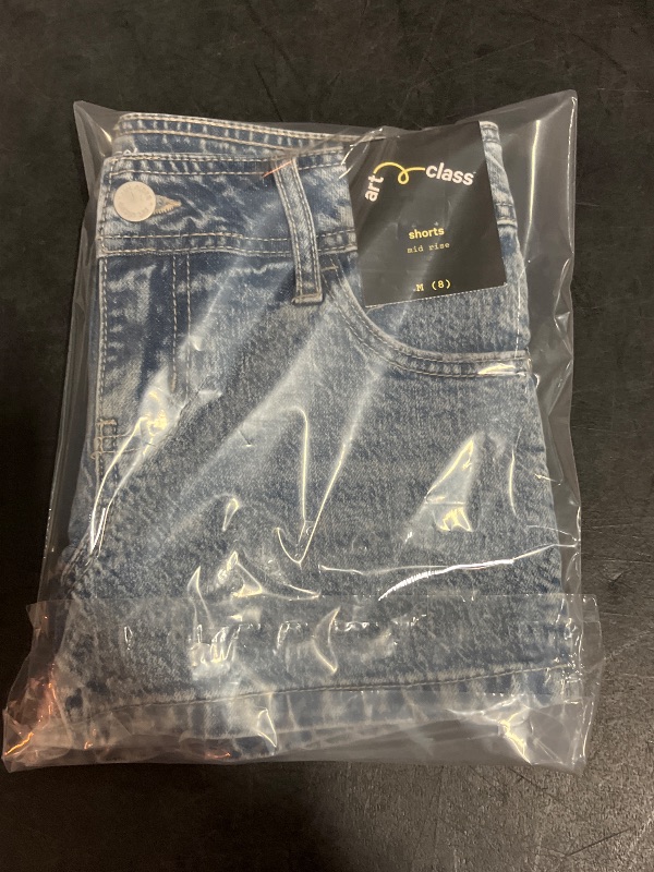 Photo 1 of (M) Girls' Mid-Rise Shortie Denim Shorts - Art Class™ Light Wash M
