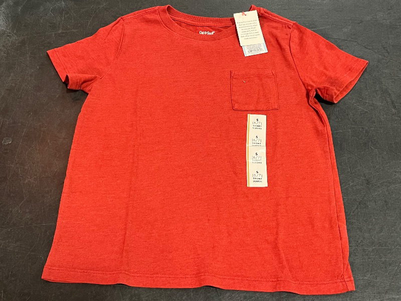 Photo 1 of (S) Boys' Short Sleeve Washed Pocket T-Shirt - Cat & Jack™ Brick Red S
