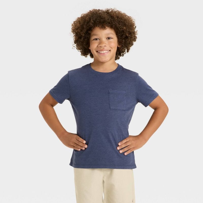 Photo 1 of (M) Boys' Short Sleeve Washed Pocket T-Shirt - Cat & Jack™ Navy Blue M
