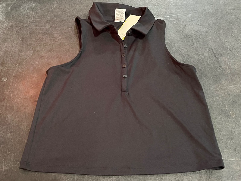 Photo 1 of (L) Women's Polo Tank Top - All in Motion™ Black L: Recycled Polyester, Spandex, Moisture Wicking, UPF 50+
