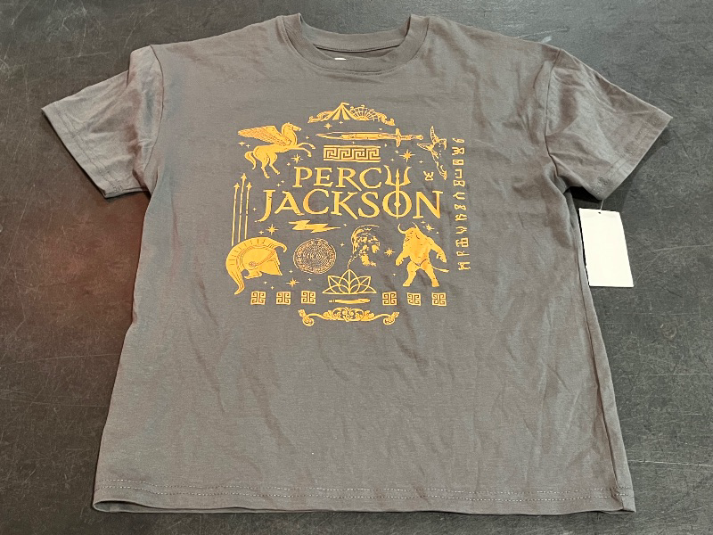 Photo 1 of (M) Boys' Percy Jackson Short Sleeve Oversized Graphic T-Shirt - Gray M
