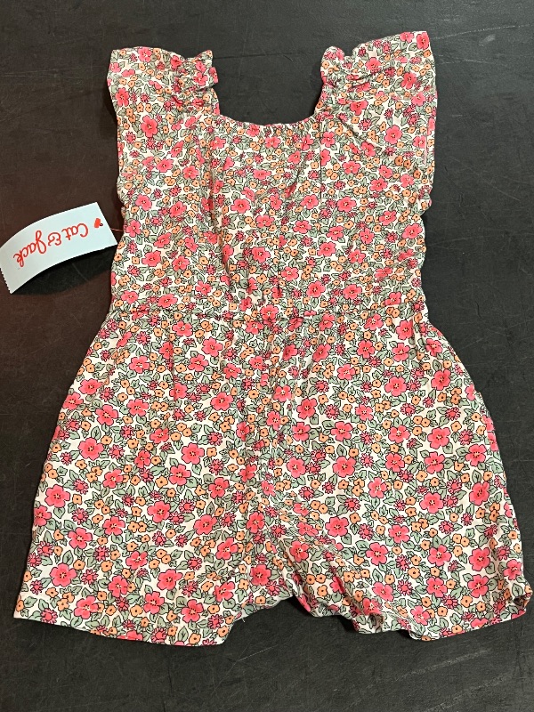Photo 1 of 2T Toddler Girls' Floral Romper - Cat & Jack™ 2T: Lightweight Poplin, Elastic Straps, Crotch Snap
