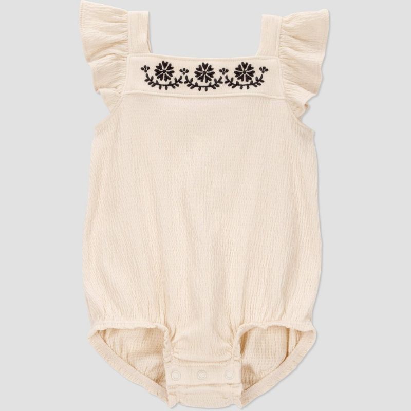 Photo 1 of 12M Carter's Just One You® Baby Girls' Romper with Embroidery - Black/Ivory 12M