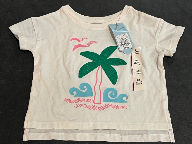 Photo 1 of 3T Toddler Girls' Boxy Short Sleeve Palm Tree Graphic T-Shirt - Cat & Jack™ Cream 3T
