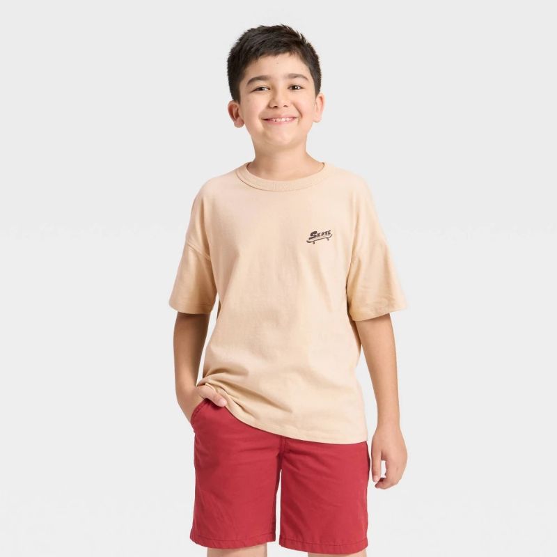 Photo 1 of (XS) Boys' Short Sleeve Relaxed Oversized Fit T-Shirt - Cat & Jack™ Khaki XS
