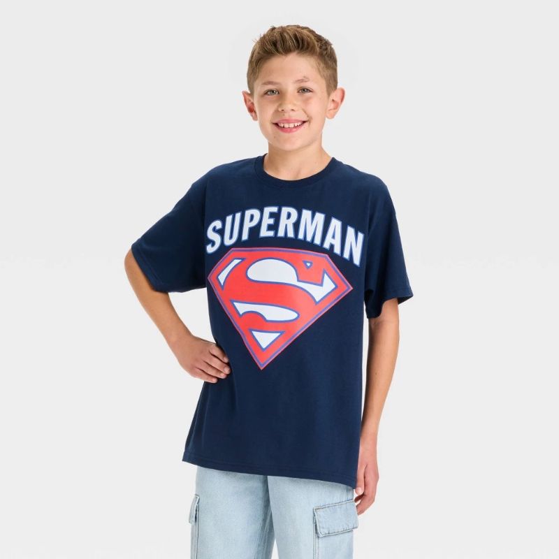 View 1 of (S) Boys' Super-Man Short Sleeve Graphic T-Shirt - Blue S