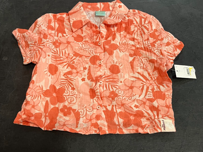 View 2 of (S) Girls' Moana Gauze Cabana Top - Orange S
