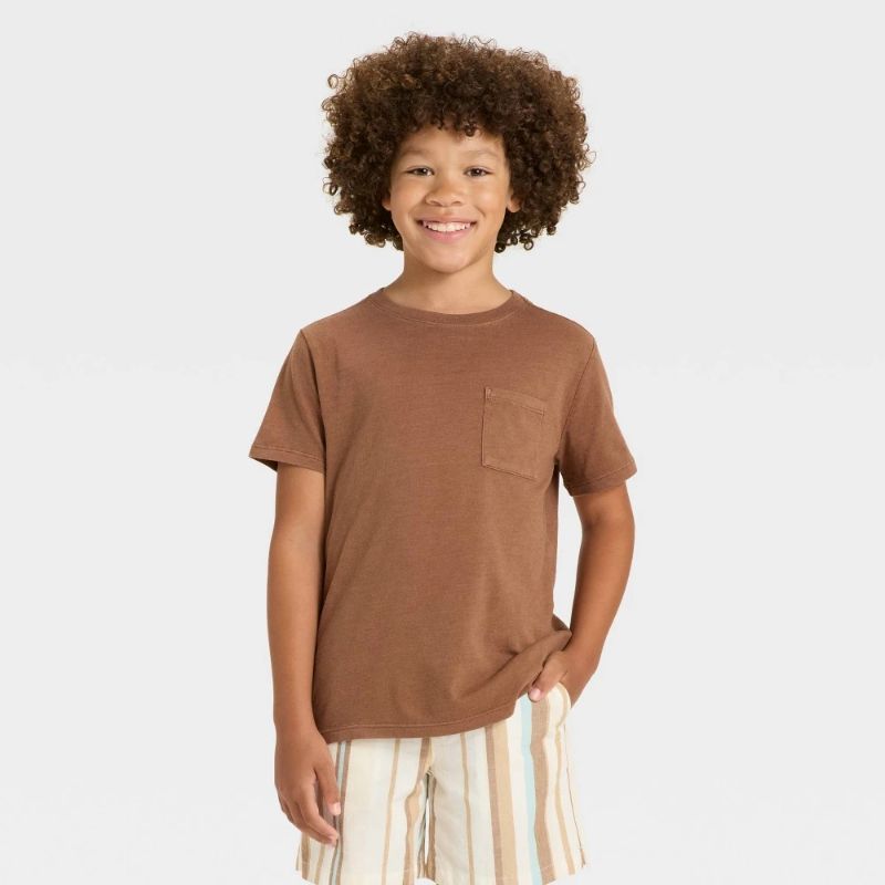 Photo 1 of (S) Boys' Short Sleeve Washed Pocket T-Shirt - Cat & Jack™ Brown S