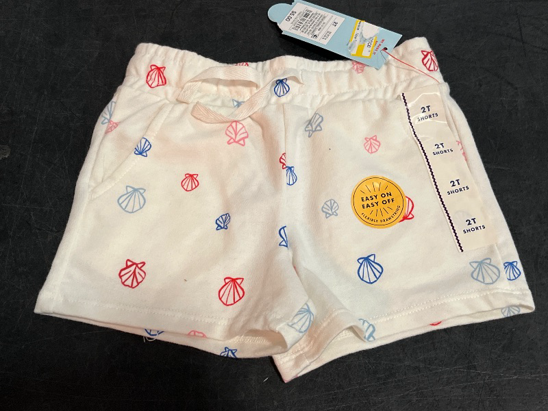 Photo 1 of 2T Toddler Girls' Seashell Shorts - Cat & Jack™ Off-White 2T: Elastic Waist, French Terry