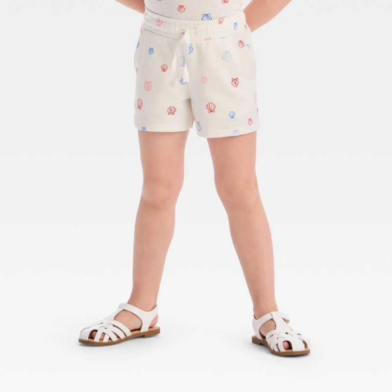 Photo 1 of 2T Toddler Girls' Seashell Shorts - Cat & Jack™ Off-White 2T: Elastic Waist, French Terry