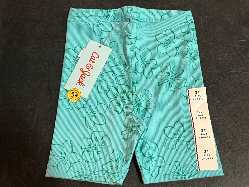 Photo 1 of 3T Toddler Girls' Ribbed Bike Shorts - Cat & Jack™ Turquoise Blue 3T
