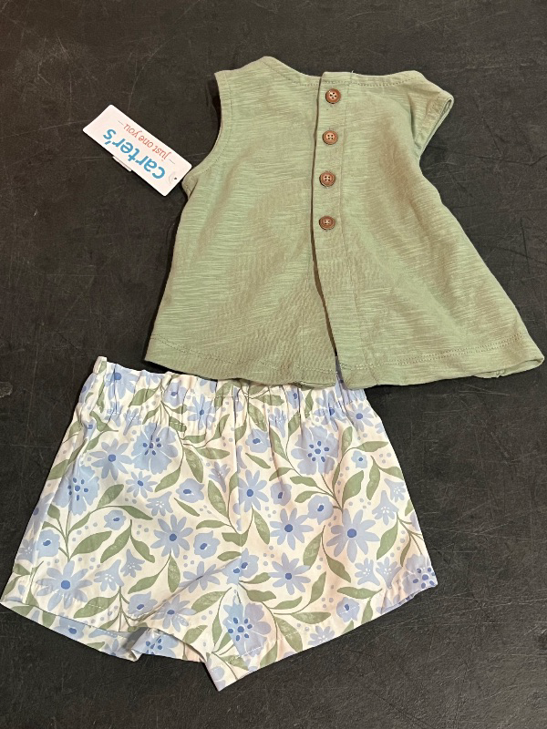 Photo 1 of (6M) Carter's Just One You® Baby Girls' Floral Top & Bottom Set - Green/Blue 6M: Cotton Sleeveless Tunic & Shorts
