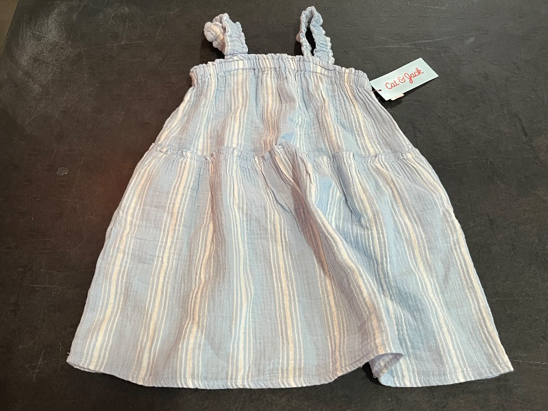 Photo 1 of 4T Toddler Girls' Multi Striped Tank Gauze Dress - Cat & Jack™ Cream/Blue 4T
