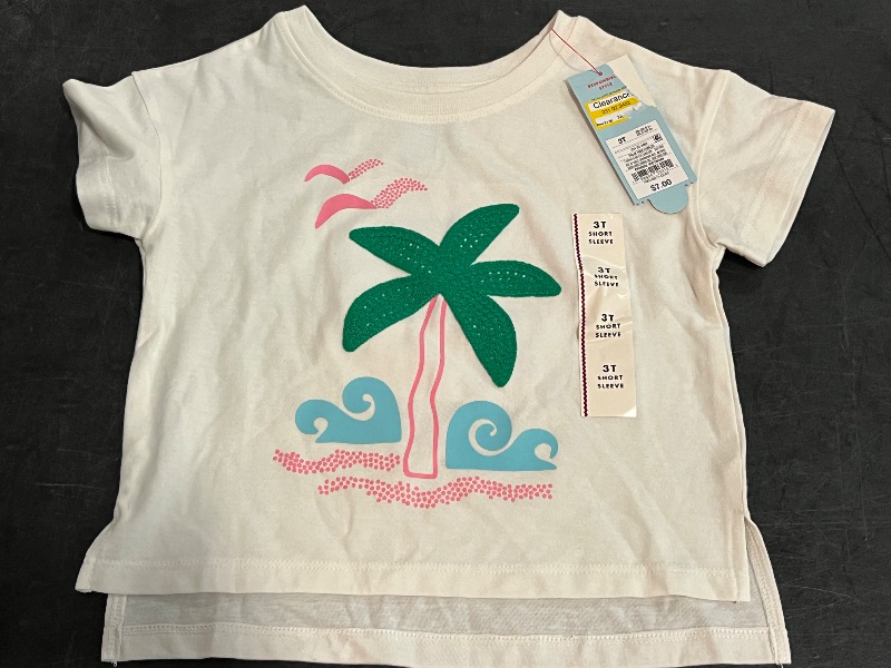 Photo 1 of 3T Toddler Girls' Boxy Short Sleeve Palm Tree Graphic T-Shirt - Cat & Jack™ Cream 3T

