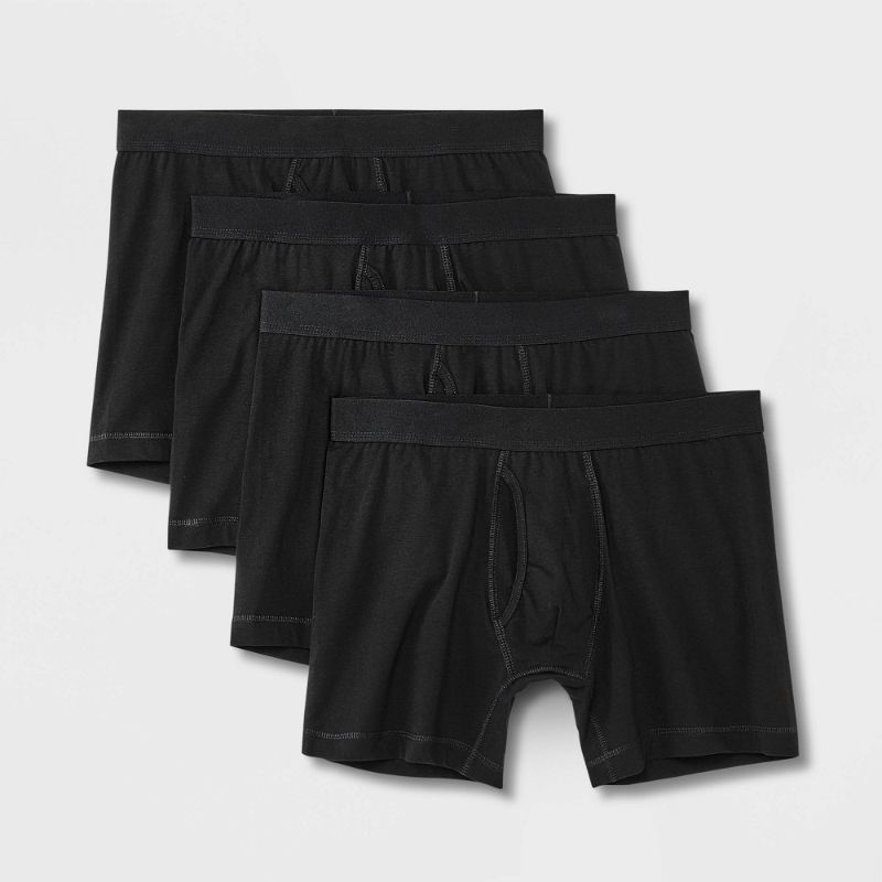 Photo 1 of (XXL) Men's Support Pouch Boxer Briefs 4pk - Goodfellow & Co™ Black XXL: Cotton Blend, Mid Rise, Mesh Liner, Machine Wash
