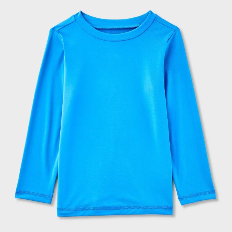 Photo 1 of 3T Toddler Long Sleeve Solid Rash Guard Top - Cat & Jack™ Blue 3T: UPF 50+ Swimwear Jersey
