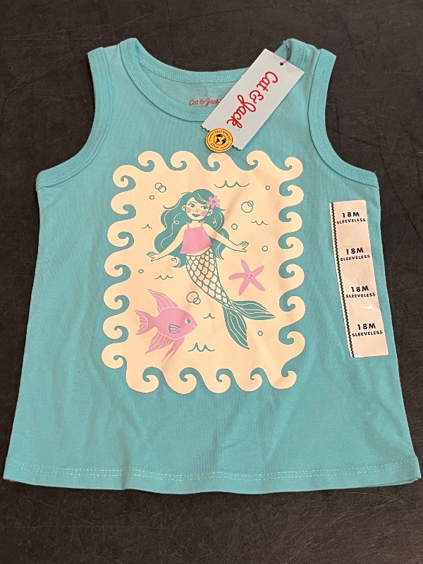 View 2 of 18M Toddler Girls' 'Mermaid' Graphic Tank Top - Shirt - Cat & Jack™ Turquoise Blue 18M
