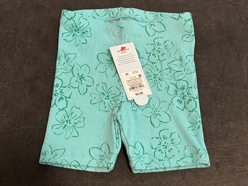 Photo 1 of 2T Toddler Girls' Ribbed Bike Shorts - Cat & Jack™ Turquoise Blue 2T

