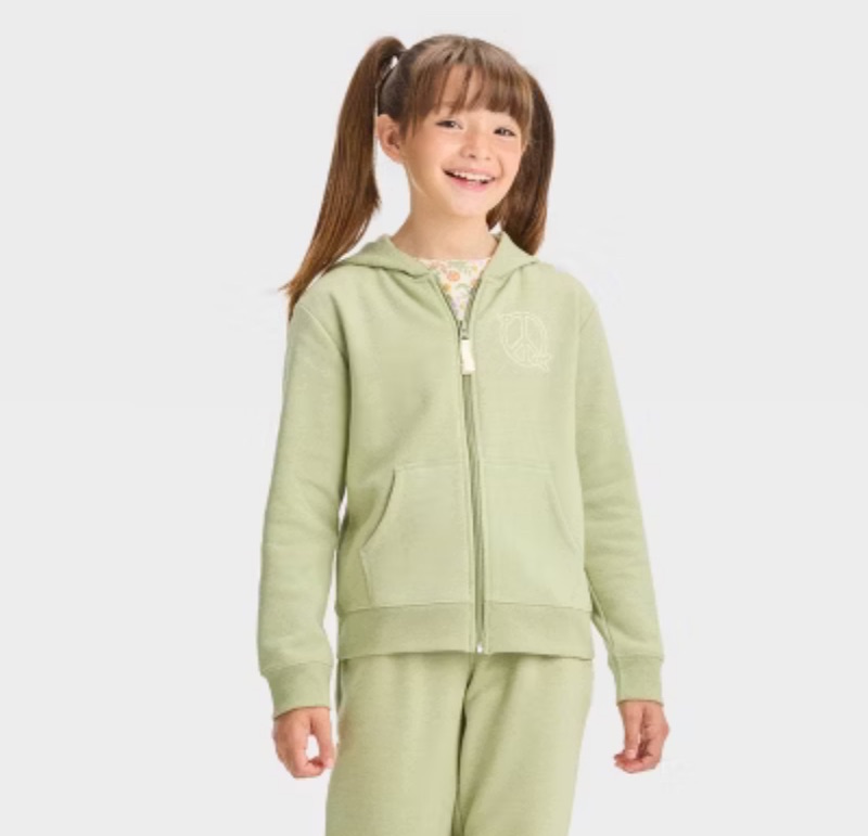 Photo 1 of (M) Girls Peace Zip Up Jacket- Cat&Jack, Green 