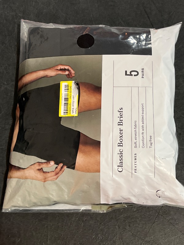 Photo 1 of (S) Men's Boxer Briefs 5pk - Goodfellow & Co™ Black S: Cotton Spandex Blend, Mid Rise, Jersey Fabric