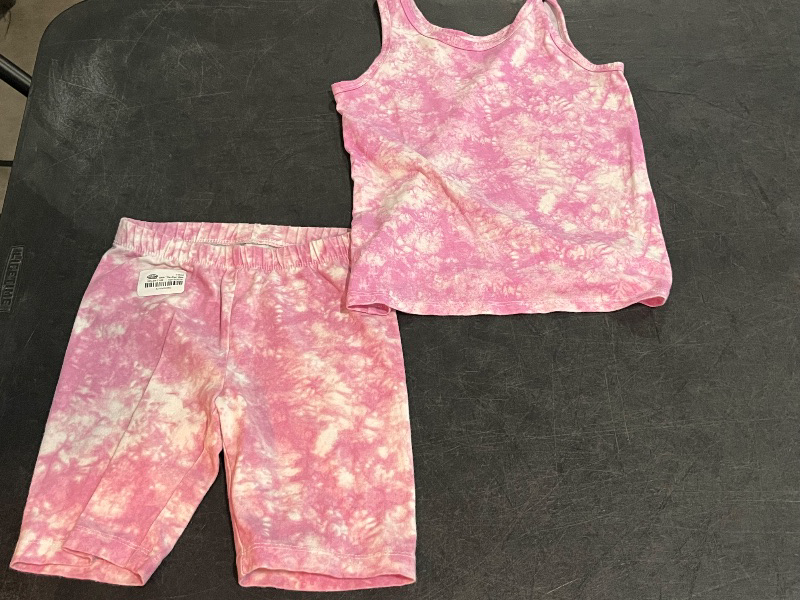 Photo 1 of (M) Girls Tye Dye Biker Shorts and Tank Top Set, Pink M 