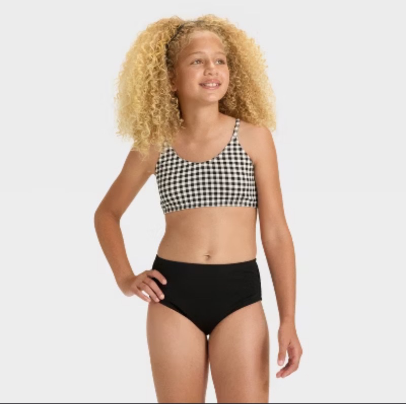 Photo 1 of (S) Girls Gingham Summer Bikini Set- Art Class, Black S 