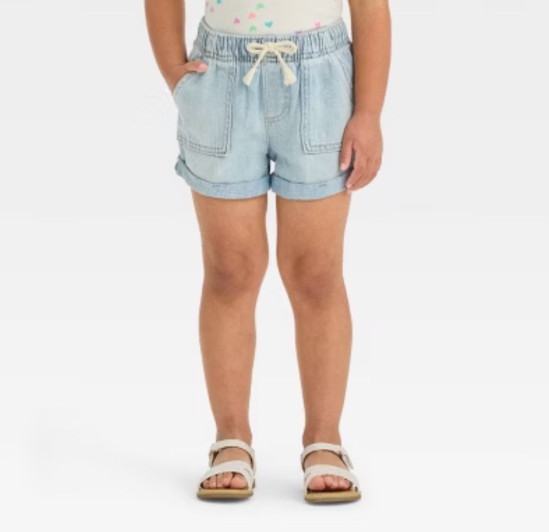 View 1 of (S) Toddler Girls Denim Pull On Shorts - Cat&Jack Light Wash, S 