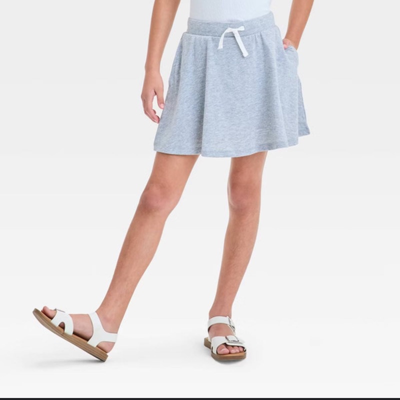 Photo 1 of (S) Girls' Knit Skort - Cat & Jack™ Heather Gray S: Mid Rise, Built-in Shorts, Seam Pocket
