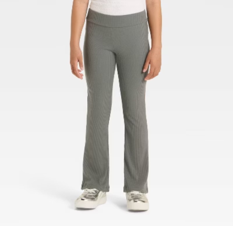 Photo 1 of (XL) Girls' Ribbed Flare Leggings - Cat & Jack™ Charcoal Gray