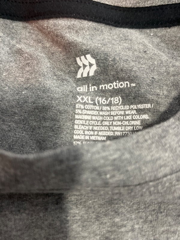 Photo 1 of (XXL) Men's Relaxed Fit Soft Stretch T-Shirt - All In Motion™ Gray XXL: UPF 50+, Jersey, Short Sleeve
