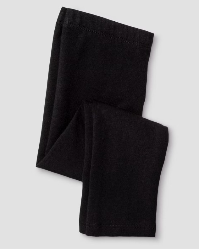 Photo 1 of (S) Girls' Leggings - Cat & Jack™ Black S: Cotton-Spandex Blend, High Rise, Elastic Waist, Lightweight Jersey Fabric
