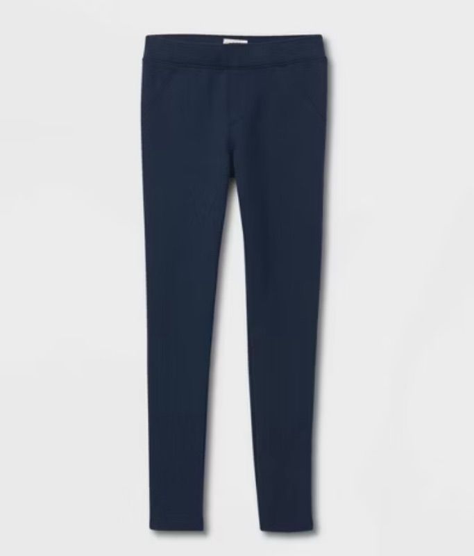 Photo 1 of (L) Girls Uniform Ponte Jeggings - Cat & Jack Navy L : School Mid Rise Slim Fit Pants