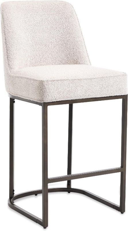 Photo 1 of BFZ 27" H Counter Height Bar Stools Set of 1, Modern Bar Stools with High Back, Black Metal Frames, Fabric Upholstered Armless Barstools for Kitchen Island, Home Bar
