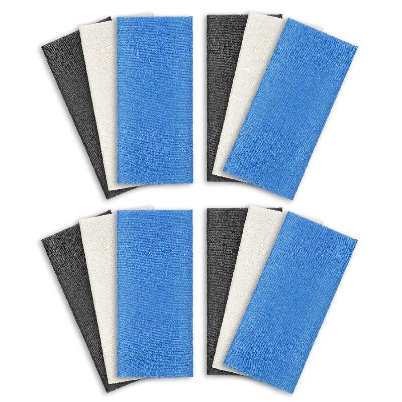Photo 1 of ARCH&M Exfoliating Washcloth 12 Pack Back Scrubber for Shower Towel Body Scrubber Microabrasion Sponge Japanese Bath Wash Korean Beauty Wash Cloth Loofah Scrubber Black Off-White Navy-Blue
