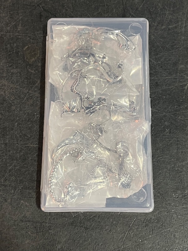 Photo 1 of 8 Pcs Punk Earrings Dragon Ear Cuff Vintage Retro Snake Bat Crow Ear Climber Earrings Gothic Ear Clip Wrap for Women Men Party Dress