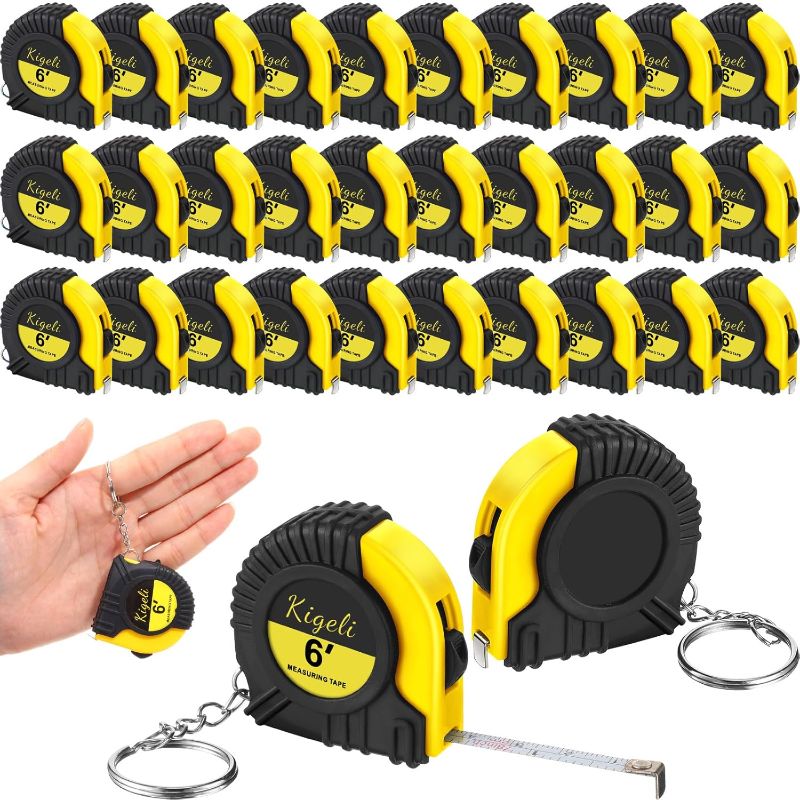 Photo 1 of Kigeli 50 Pcs 6ft/2 Meter Mini Measuring Tape Keychains Small Measure Keychain Bulk Set Functional Mini Retractable Measuring Tape Keychains with Slide Lock for Engineer Crafter(Classic,Yellow)

