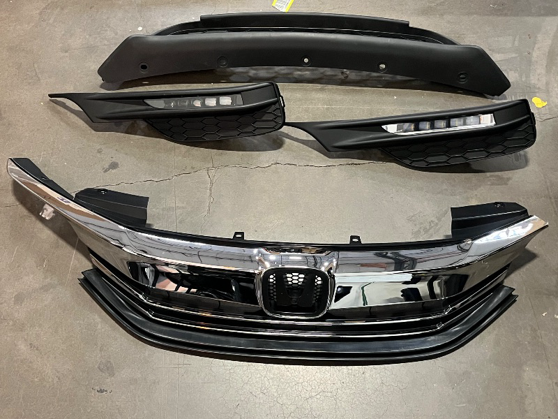 Photo 1 of KARPAL Front Bumper Grille Upper and Lower Grill Kit with LED Fog Lamp Fit for 2016 2017 Honda Accord Sedan
