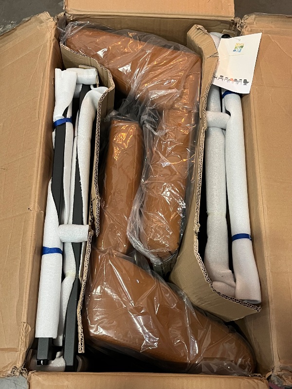 Photo 1 of RNKSFX Counter Height Bar Stools Set of 2 for Kitchen Counter Modern Bar Chairs with Backs for Kitchen Island with Upholstered Faux Leather Seat and Metal Frame, 26 Inch, Light Brown