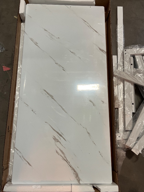 Photo 1 of Hooseng 3 Piece Coffee Table Set, Faux Marble Tabletop Style with Black Metal Frame Sofa Side Tables Perfect for Living Room Accent Furniture,Includes Table & 2 End Tables, White
