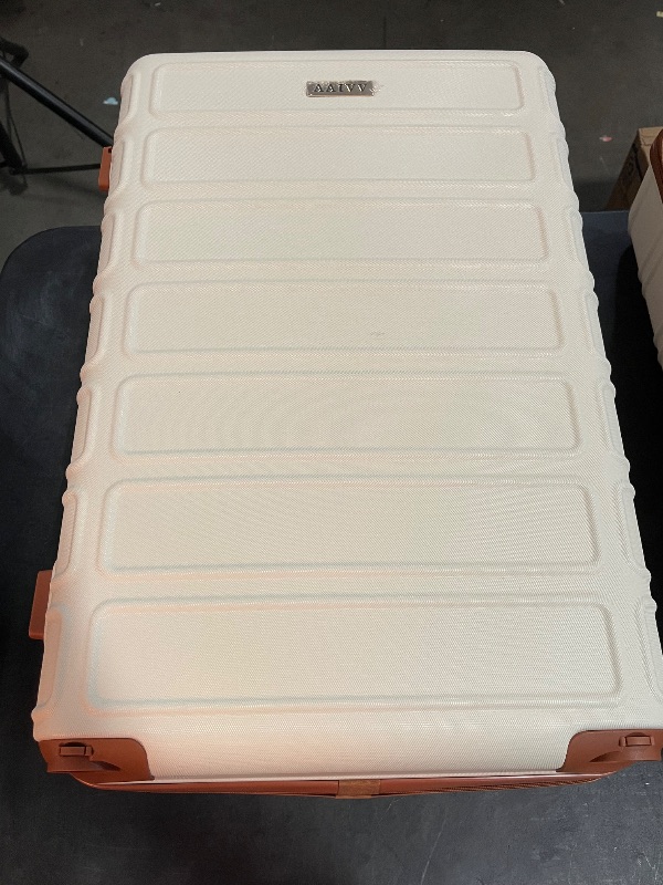 Photo 1 of AAIVV 4 Piece Luggage Set Expandable ABS Travel Suitcase Set TSA Lock Hardshell Durable Lightweight Traveling Luggage Sets Gift for Back to School (OFF White, 28in26in20in13in)