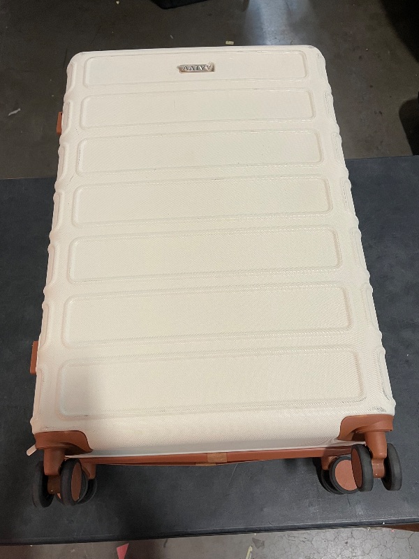 Photo 1 of AAIVV 4 Piece Luggage Set Expandable ABS Travel Suitcase Set TSA Lock Hardshell Durable Lightweight Traveling Luggage Sets Gift for Back to School (OFF White, 28in26in20in13in)