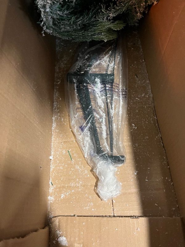 Photo 1 of 7 Foot Pre- LED Flocked Christmas Tree Holiday Decor with 350 Warm White
