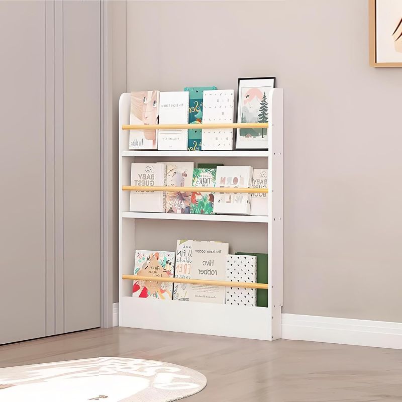 Photo 1 of AKFJOSGE Book Shelf, Behind The Door Bookshelf, 3-Tier Behind The Door Shelf, Children’s Bookshelf Kids Bookcase Storage Shelves for Bedroom, Living Room, Home Office
