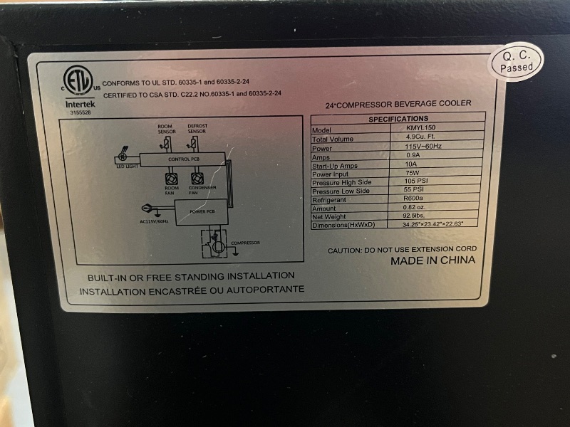 Photo 1 of Feelfunn 24 inch Beverage Refrigerator - 180 Cans Under Counter Beverage Fridge with Glass Door & Safety Lock for Beer Wine Soda, Built-in or Freestanding Drink Fridge for Home Office Kitchen or Bar
